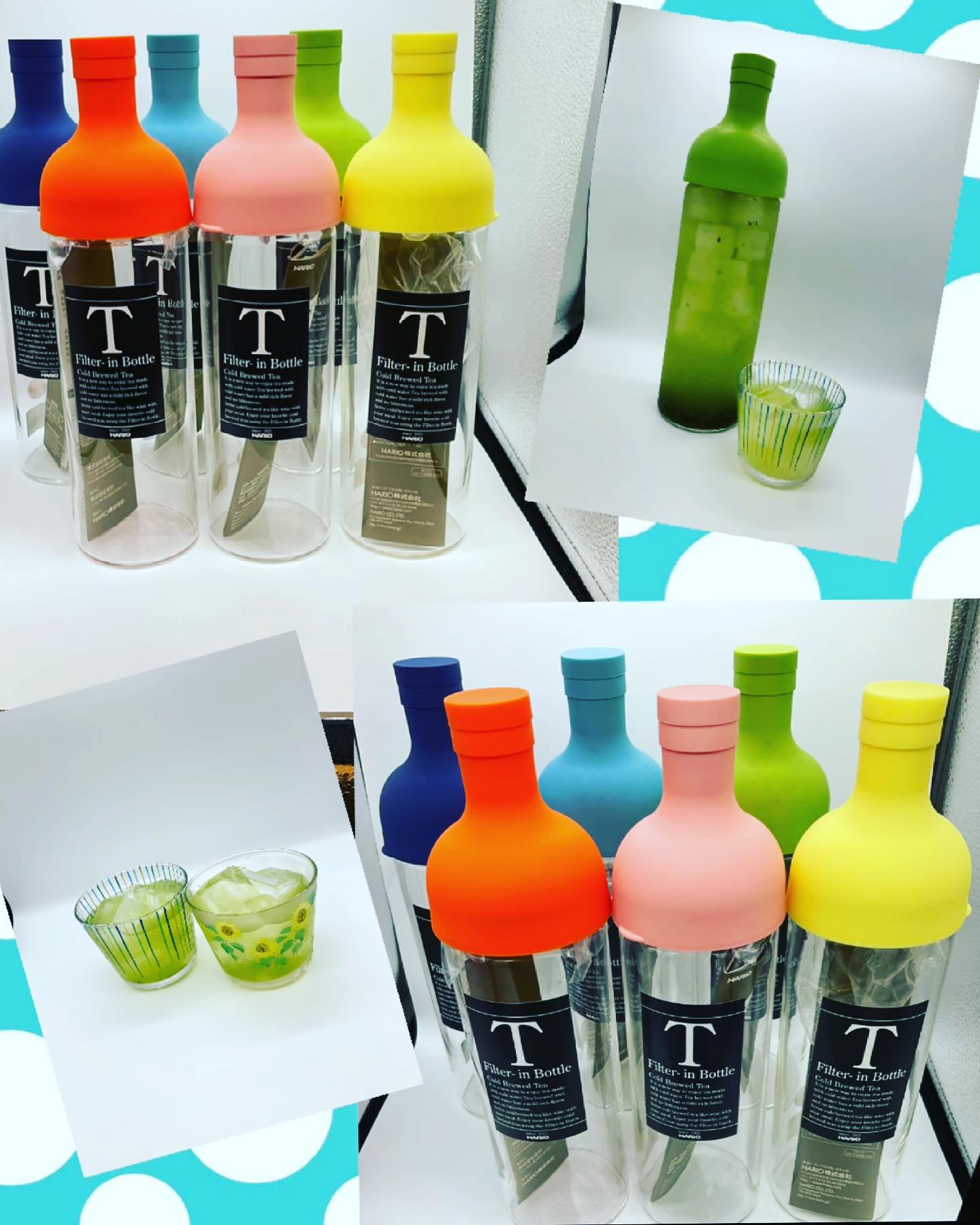 大人気️水出し緑茶を作るのにおすすめの、フィルターインボトル欠品してたお色も入荷して、カラフルに揃いましたお家に一本ぜひ、夏の必需品に
