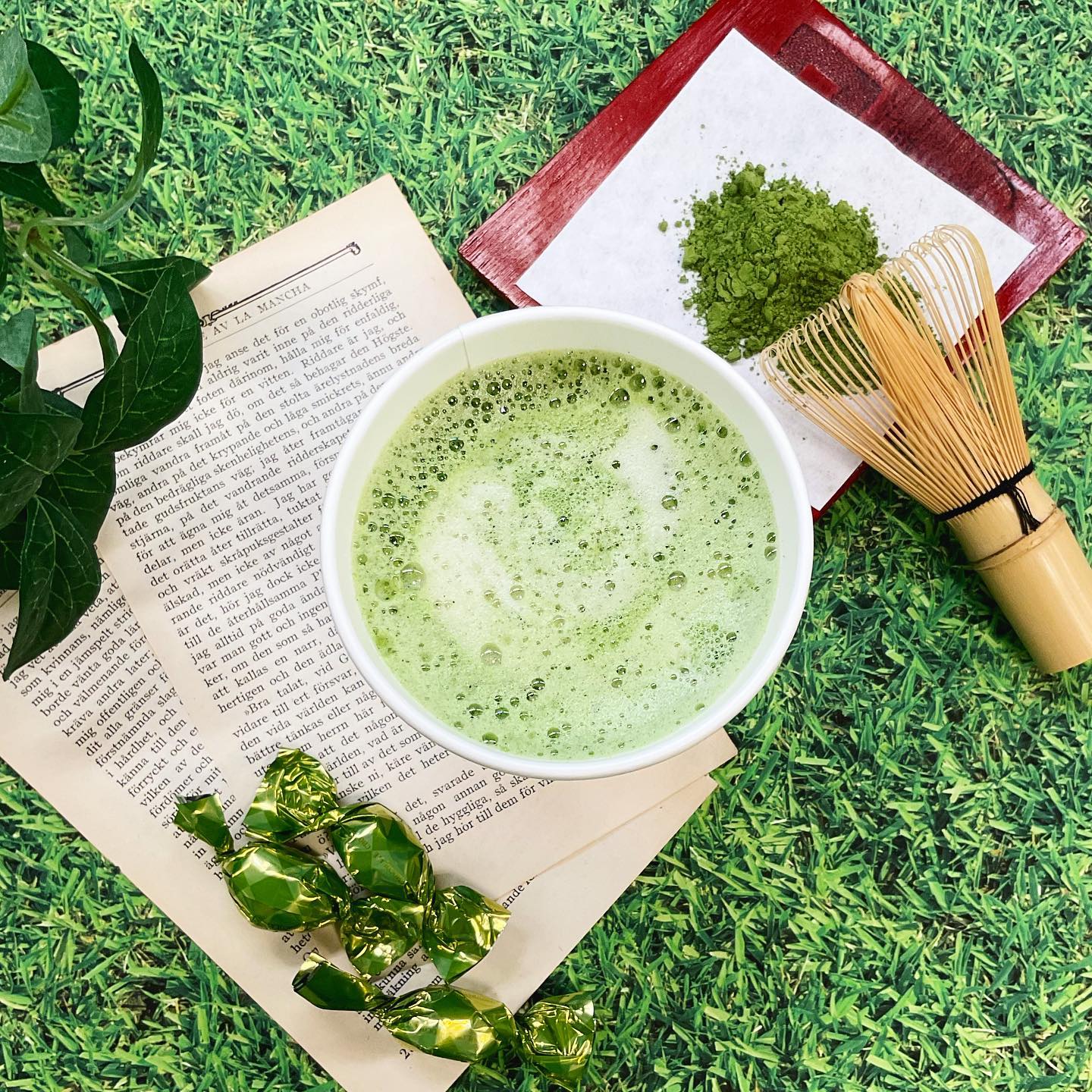 本日のしゅんぽうカフェ🥤ふわふわ抹茶ソイラテが人気ですホットもアイスもふわふわに泡立てた豆乳が美味しさの秘密🗝茶道用本格抹茶とまろやかな甘さ控えめの豆乳のコラボをお楽しみください